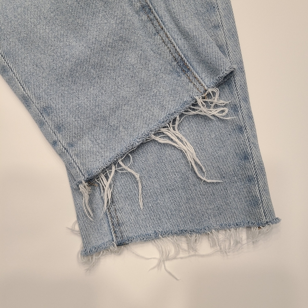 American Eagle Hi-Rise Tomgirl Distressed Light Wash Straight Leg Jeans 2 - Picture 8 of 16